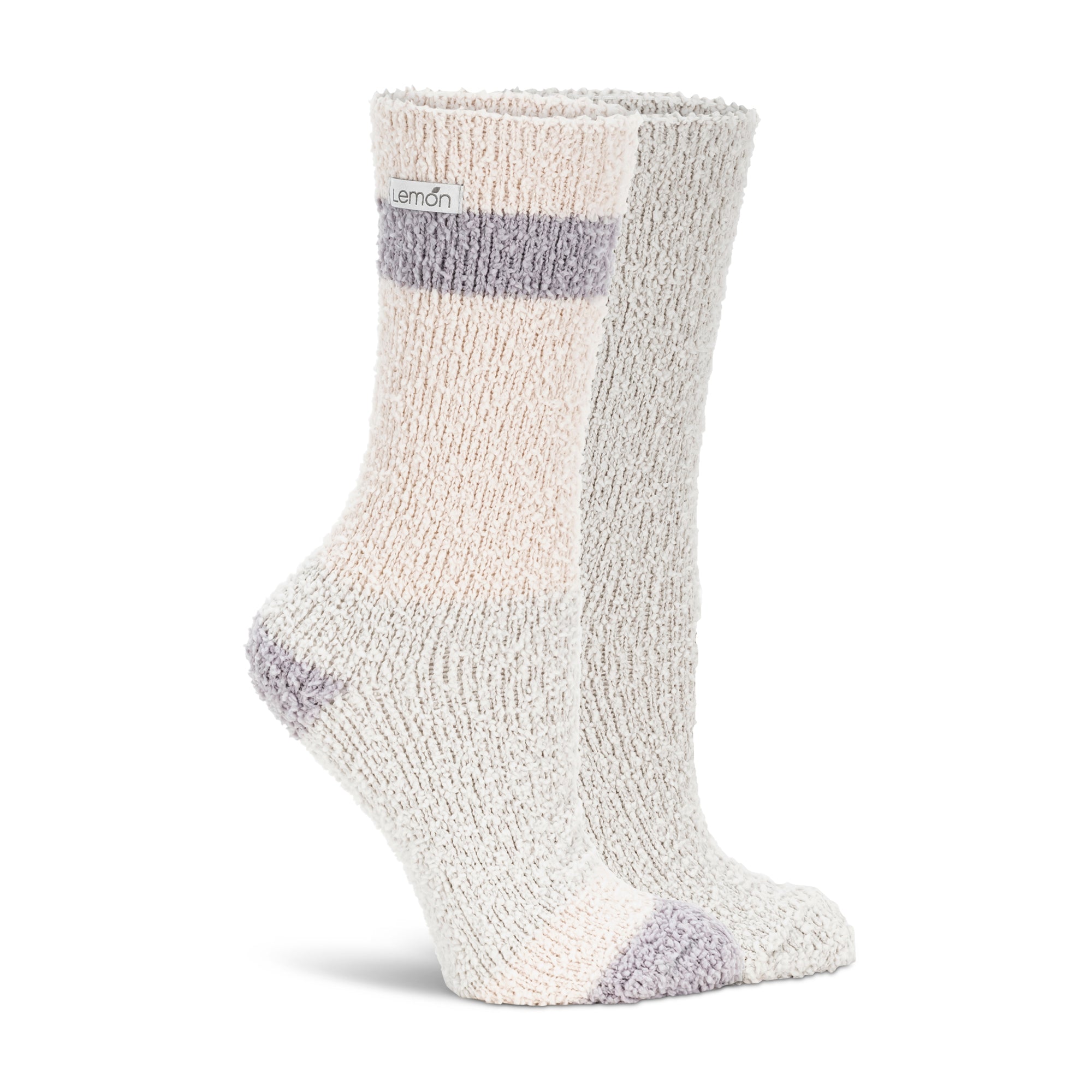 Womens Cozy Colorblock Aloe Infused Crew - 2PK Orchid
