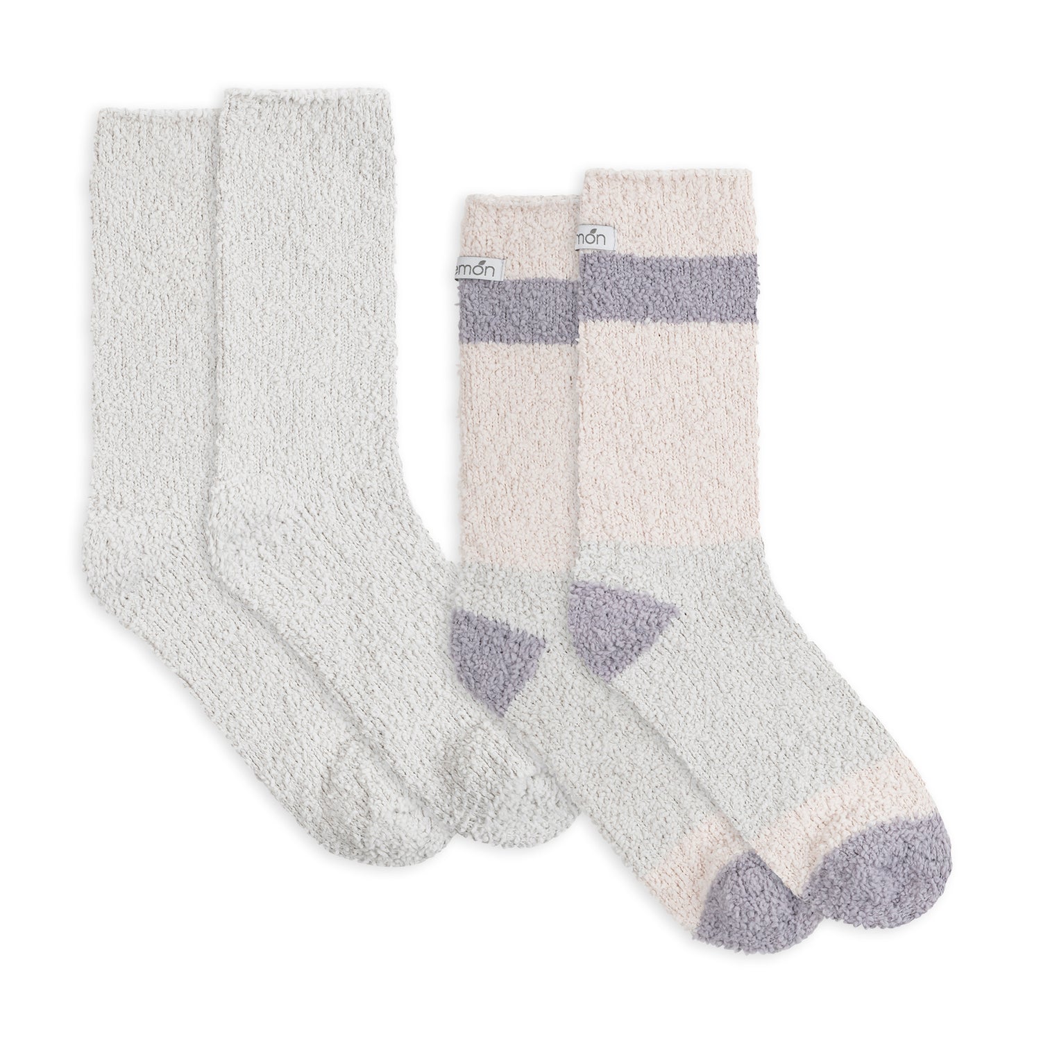 Womens Cozy Colorblock Aloe Infused Crew - 2PK Orchid