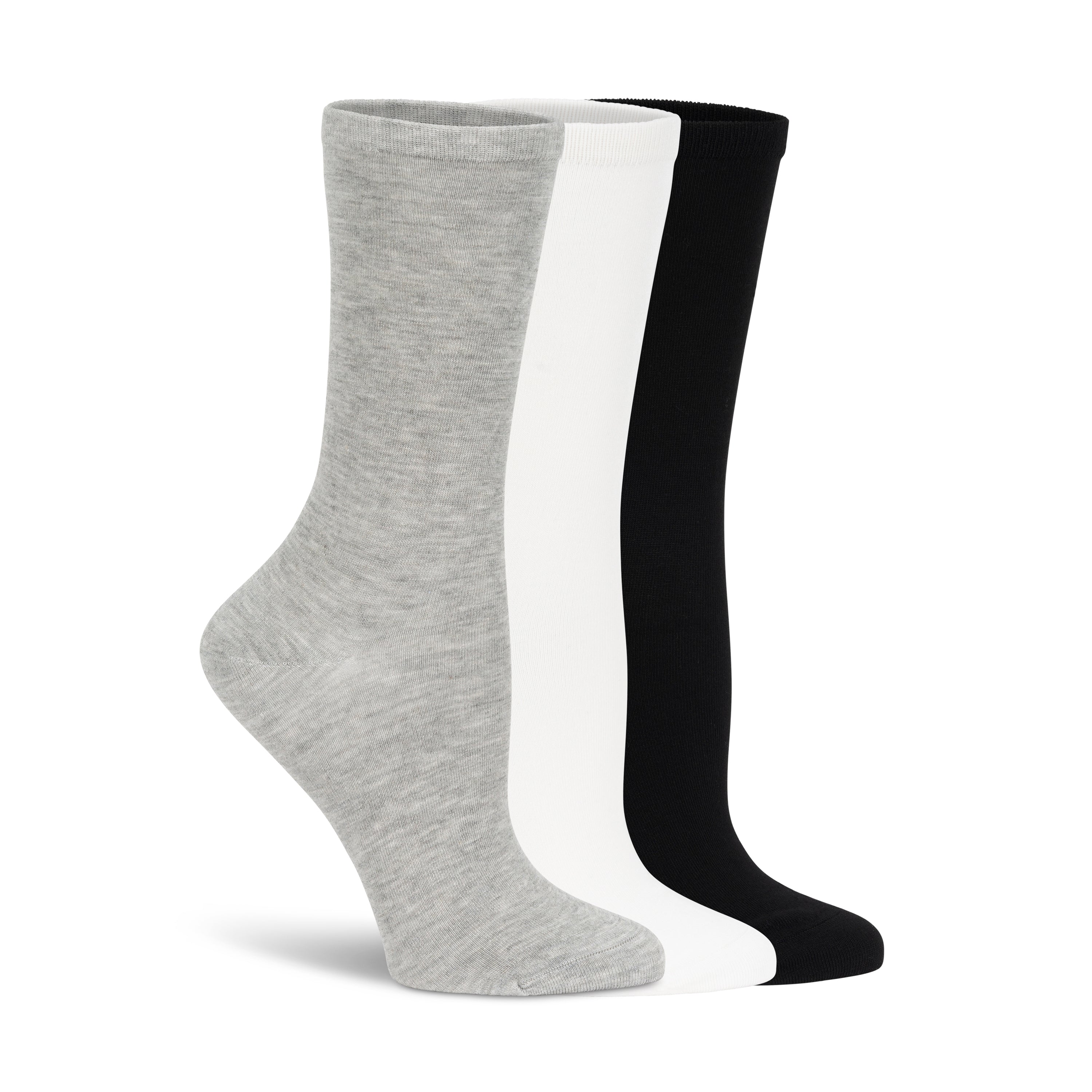Womens Silk Basic Crew Sock - 3PK