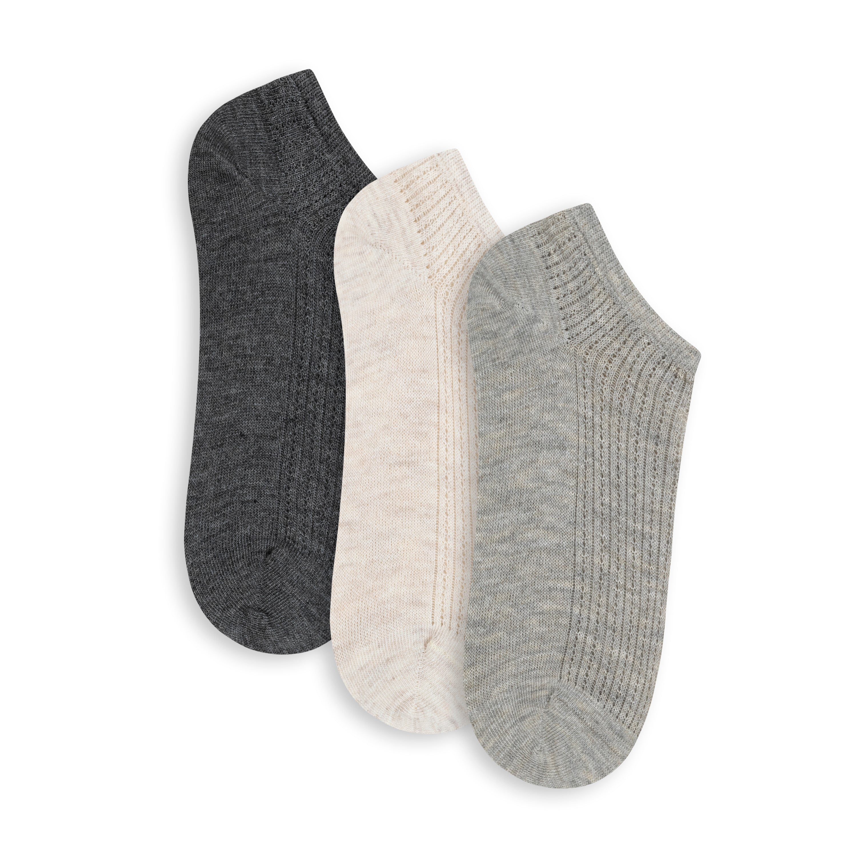Womens Open Work Low Cut - 3PK