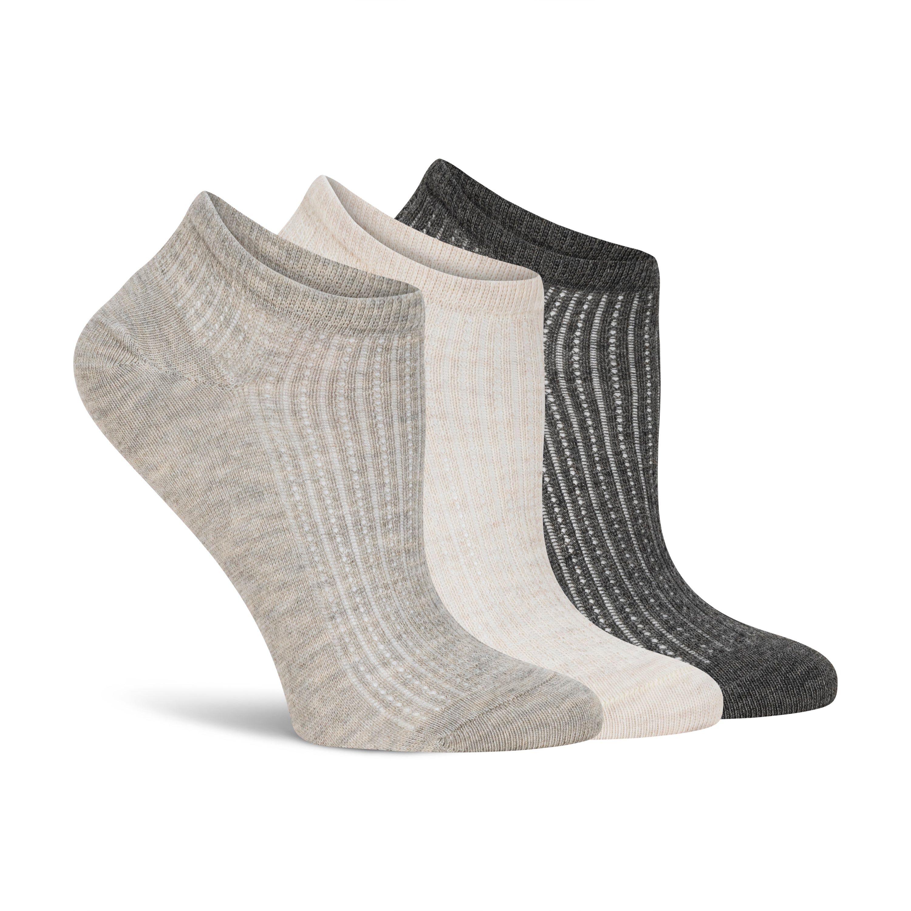 Womens Open Work Low Cut - 3PK