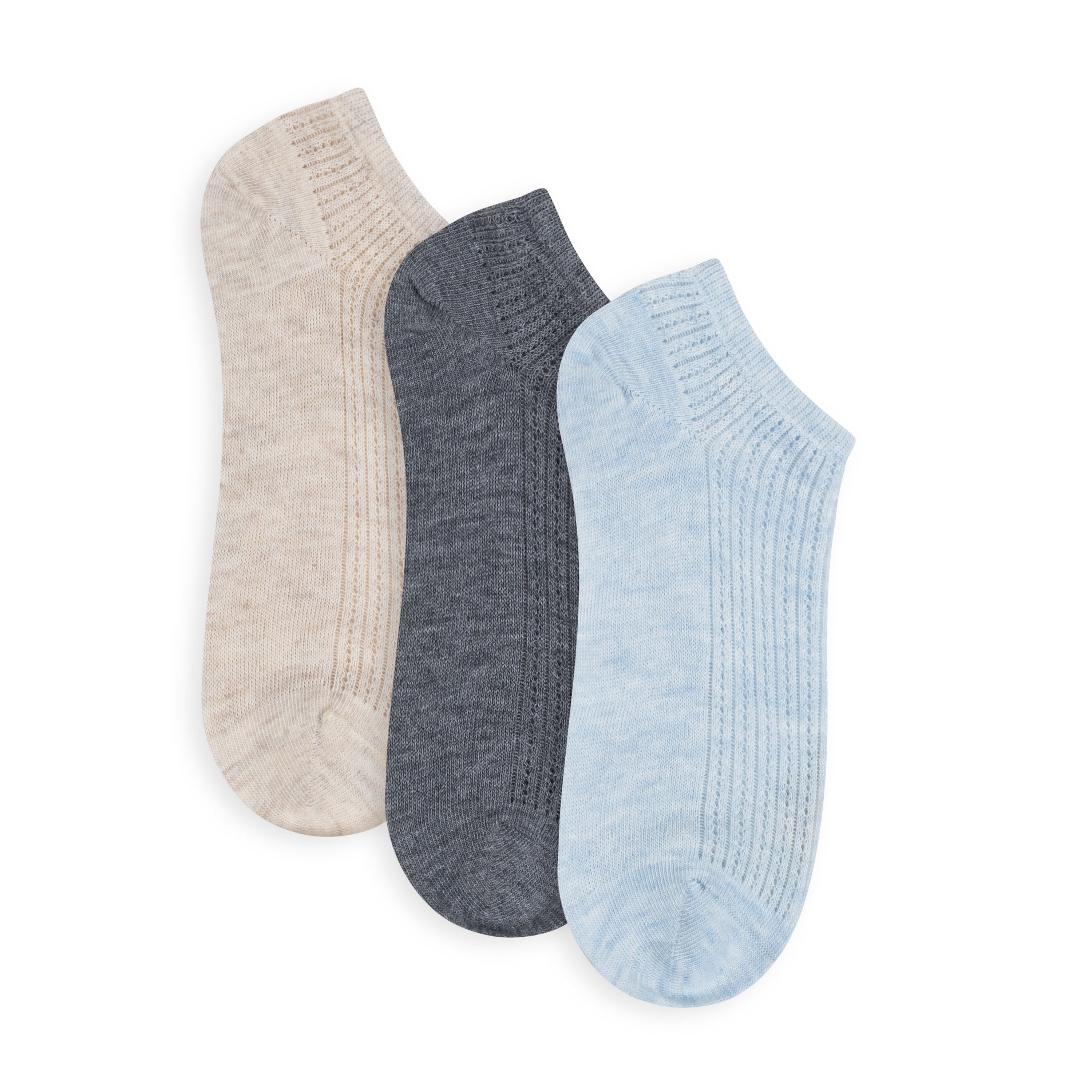 Womens Open Work Low Cut - 3PK