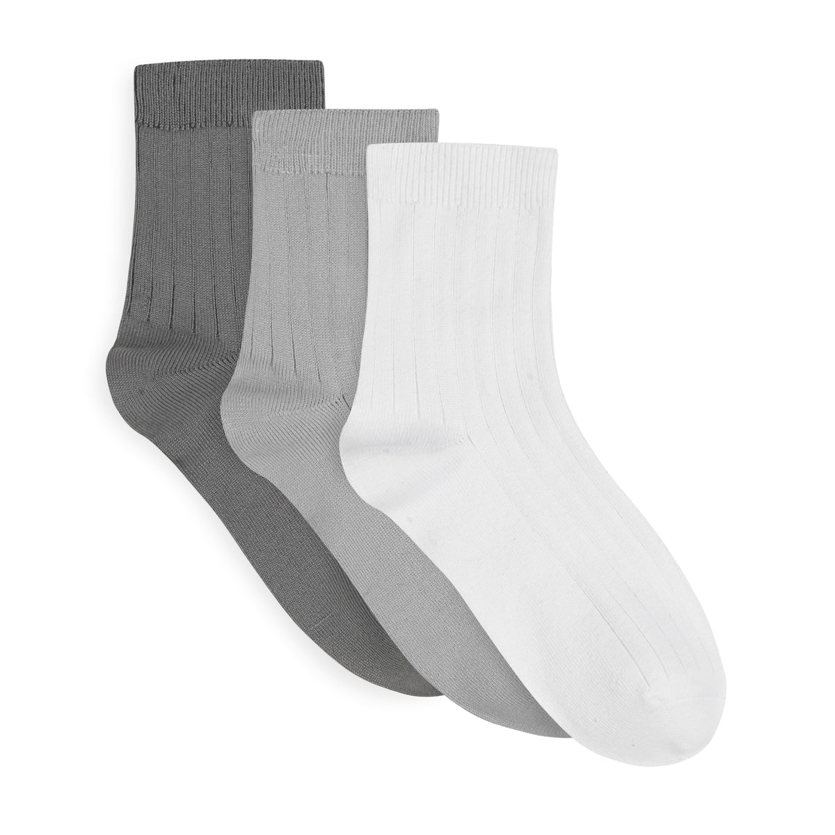 Powder Rib Quarter Crew Sock - 3 Pack