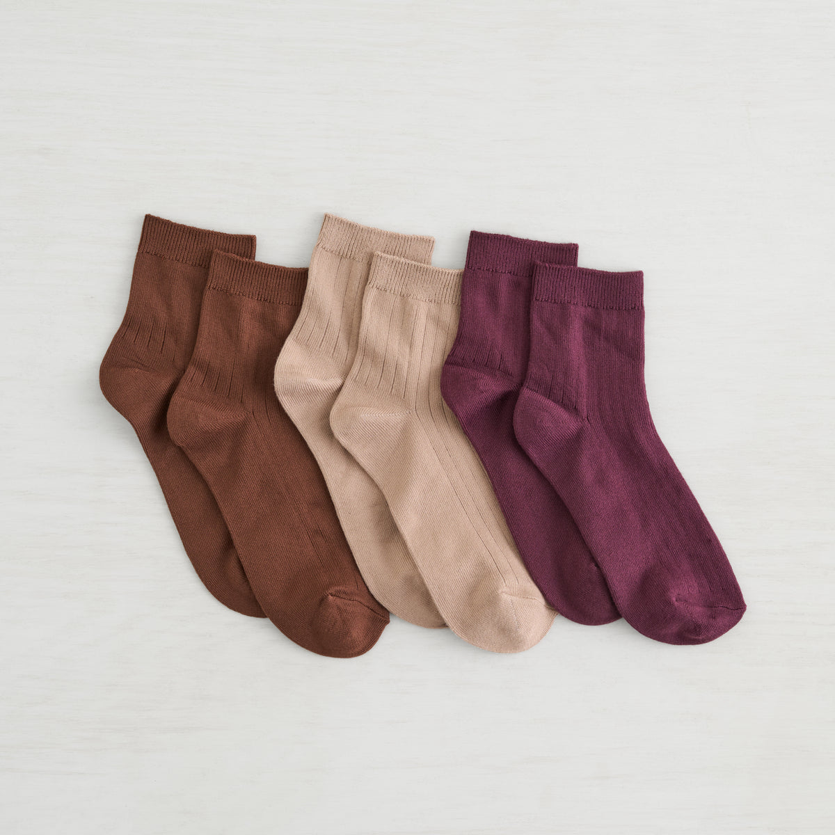 Powder Rib Quarter Crew Sock - 3 Pack