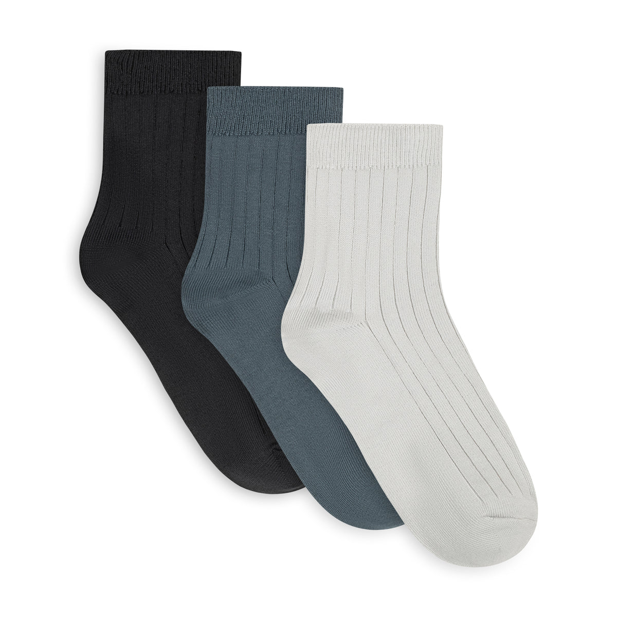 Powder Rib Quarter Crew Sock - 3 Pack