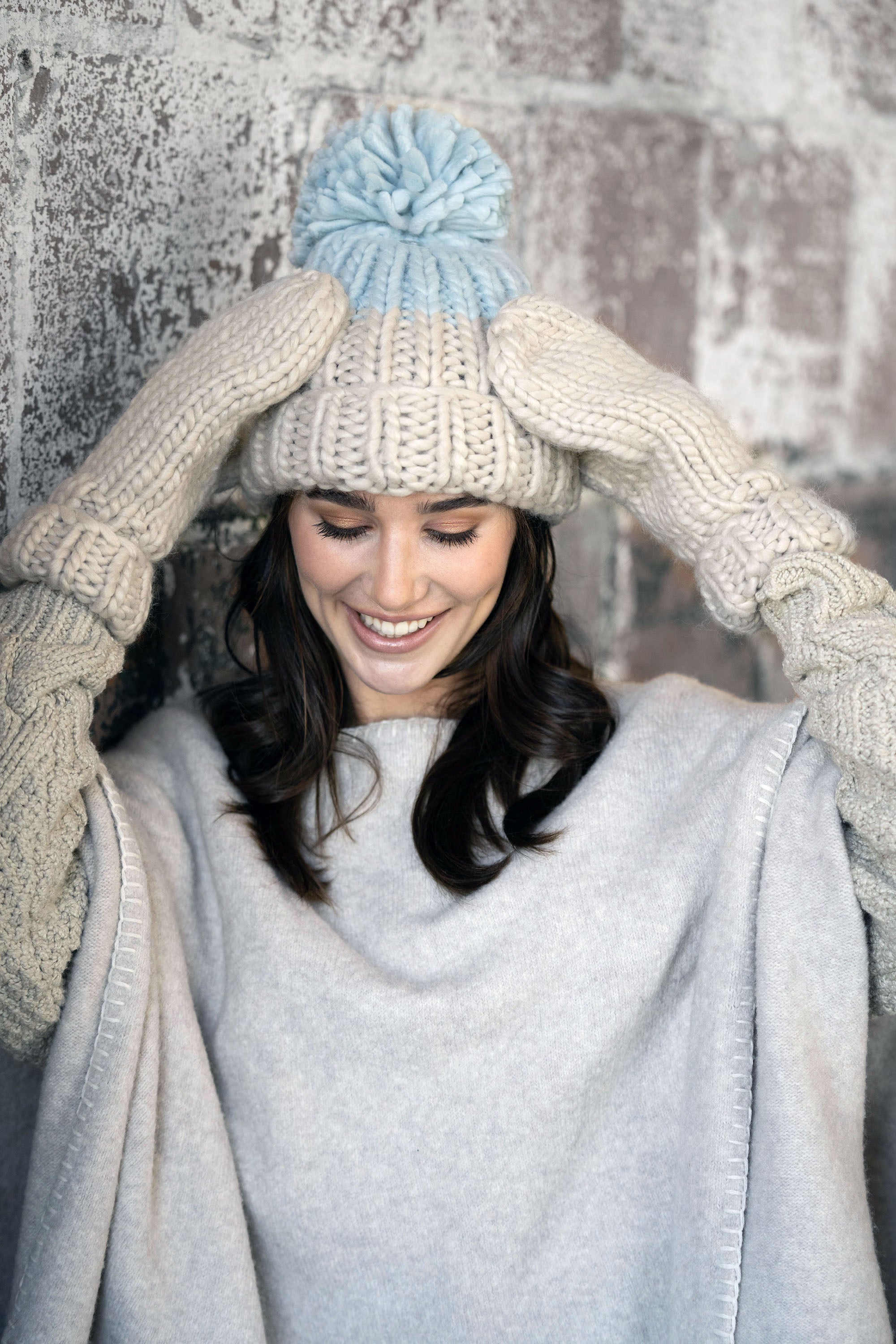 Colorblock Hand Knit Beanie