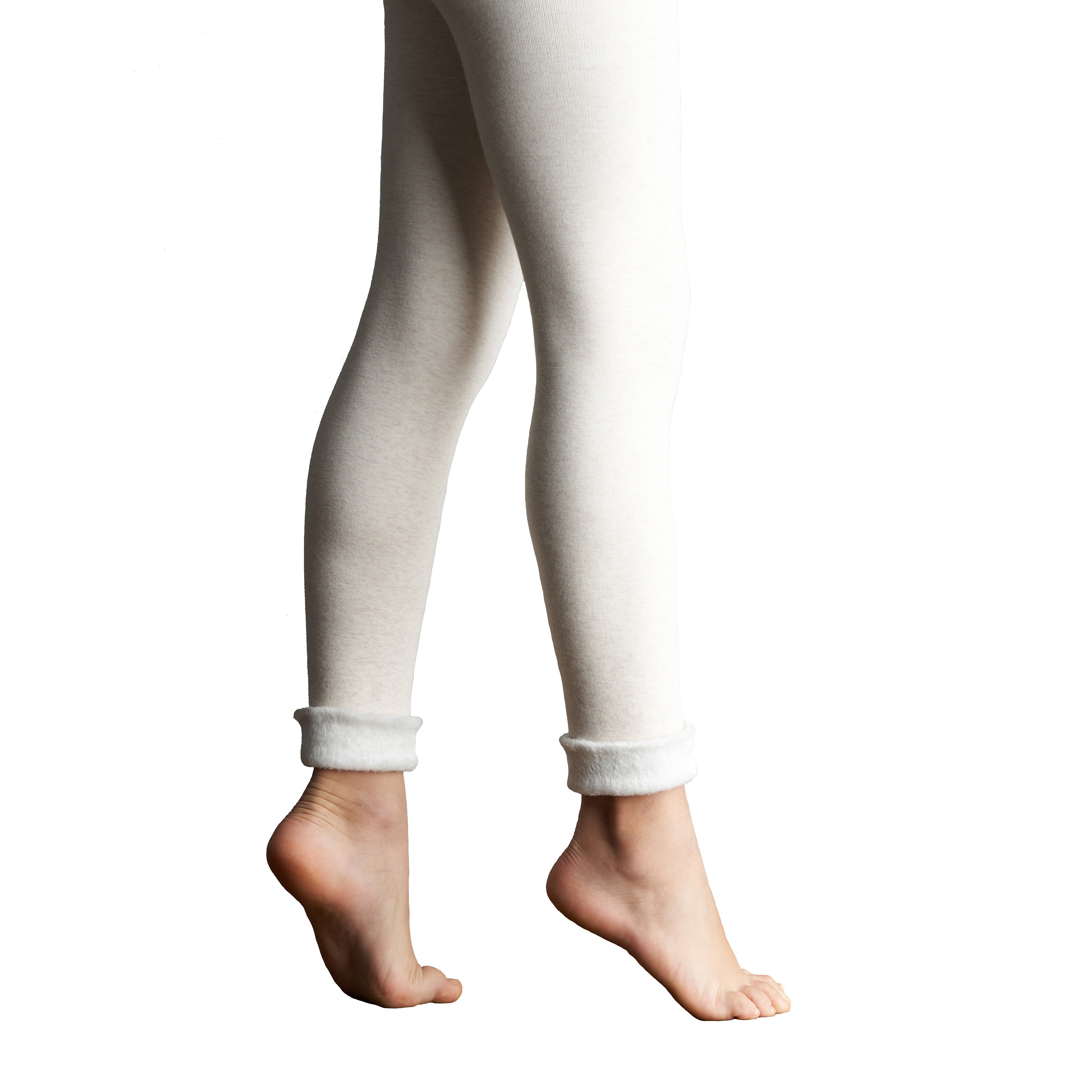 Girls Faux Fur Lined Leggings - Sand