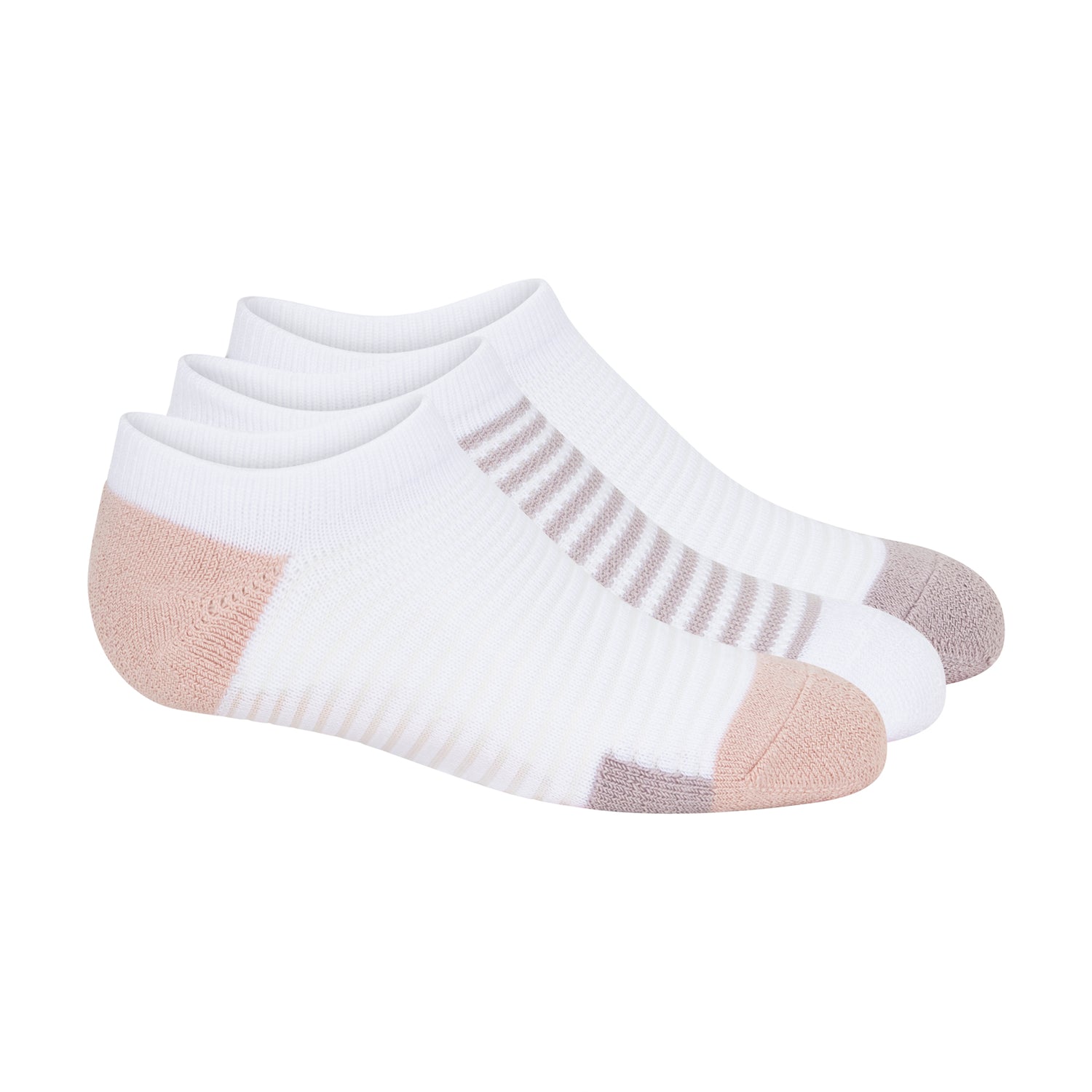 Girls 3PK Powder Runner Ribbed No Show Sock - Rosewater