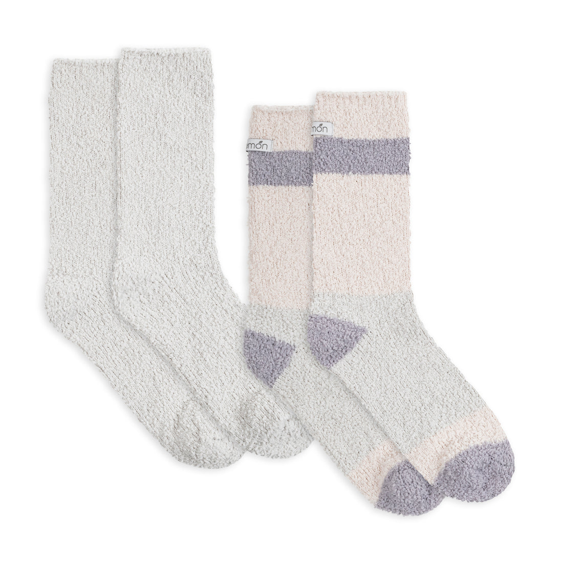 Womens Cozy Colorblock Aloe Infused Crew - 2PK Orchid