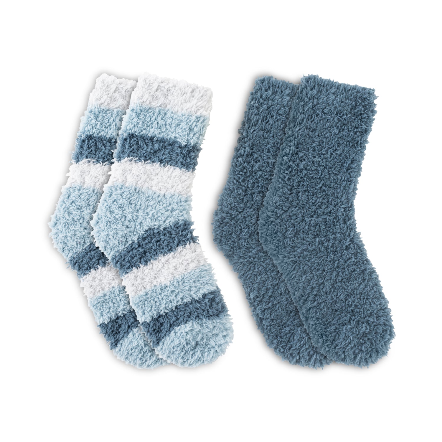 Womens Stripe Furry Foam Crew Sock - 2PK