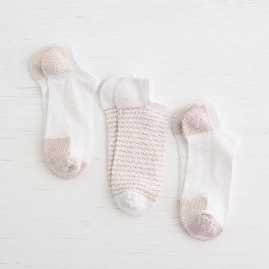 Womens Powder Runner Ribbed No Show Sock - 3PK Light Pink