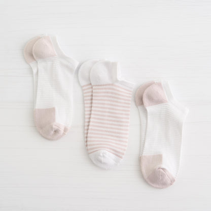 Womens Powder Runner Ribbed No Show Sock - 3PK Light Pink