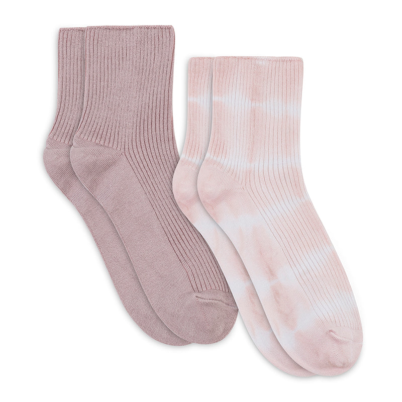 Womens Plant Dyed Quarter Crew Sock 2PK