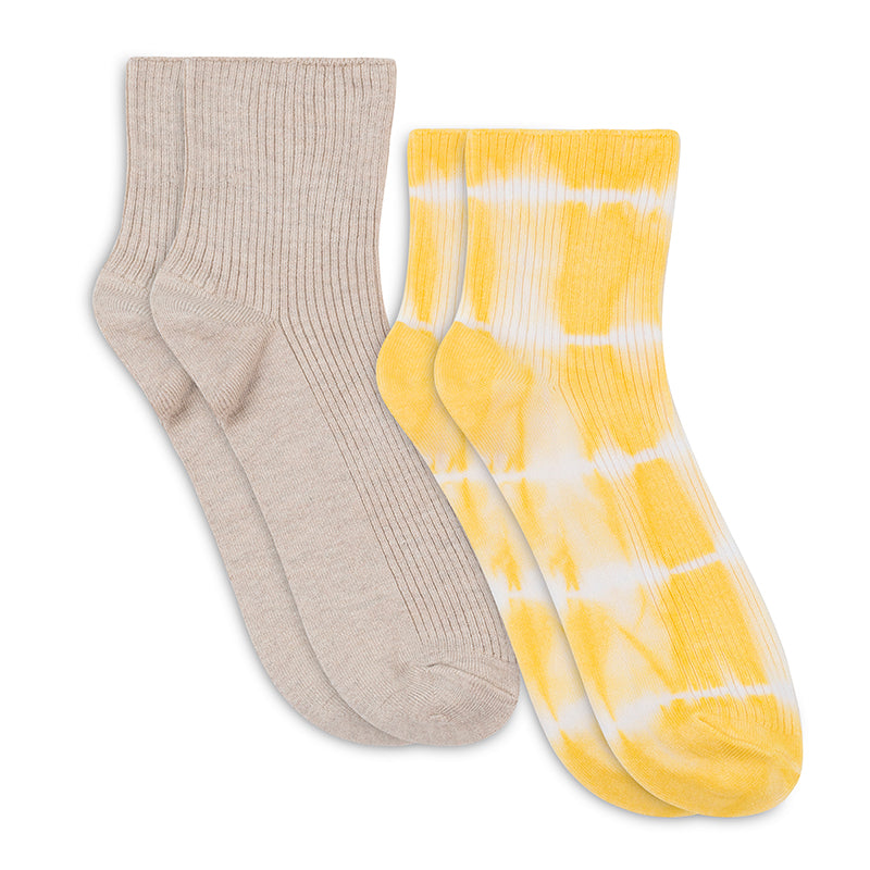 Womens Plant Dyed Quarter Crew Sock 2PK