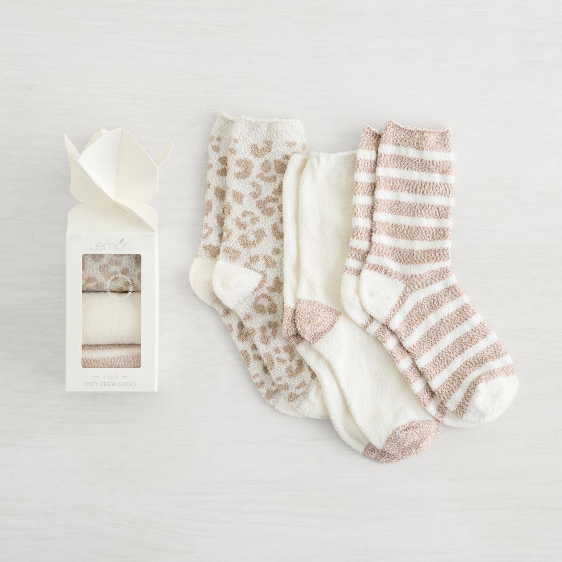3 Pack Cozy Crew Sock Gift Box
