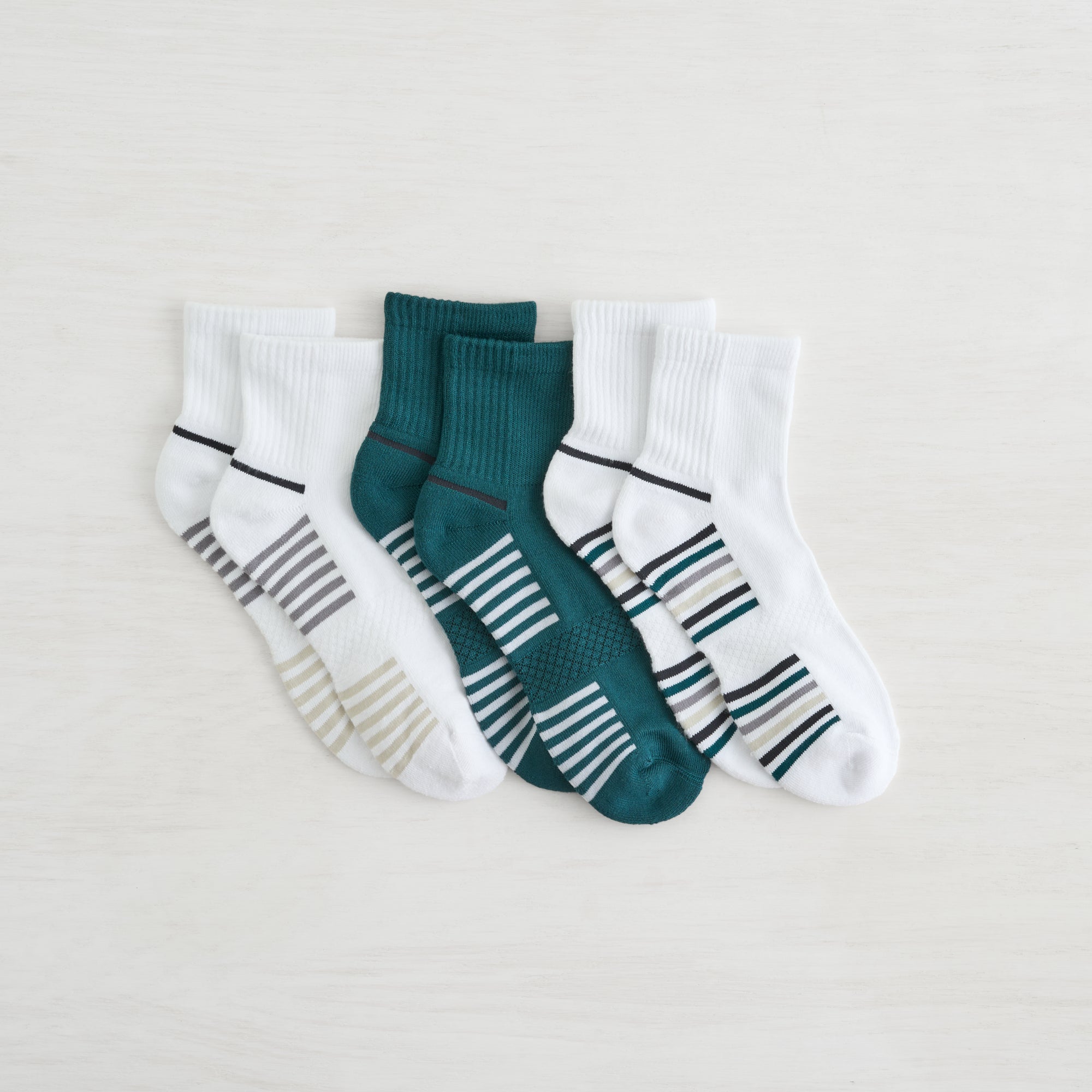 Powder Stripe Quarter Crew Sock - 3 Pack