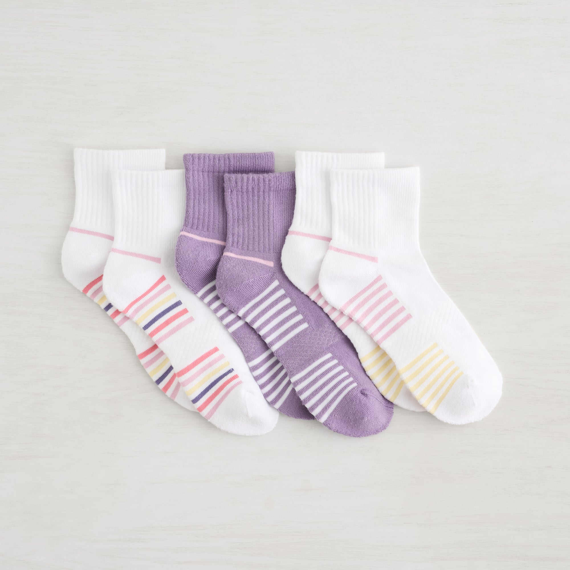 Powder Stripe Quarter Crew Sock - 3 Pack