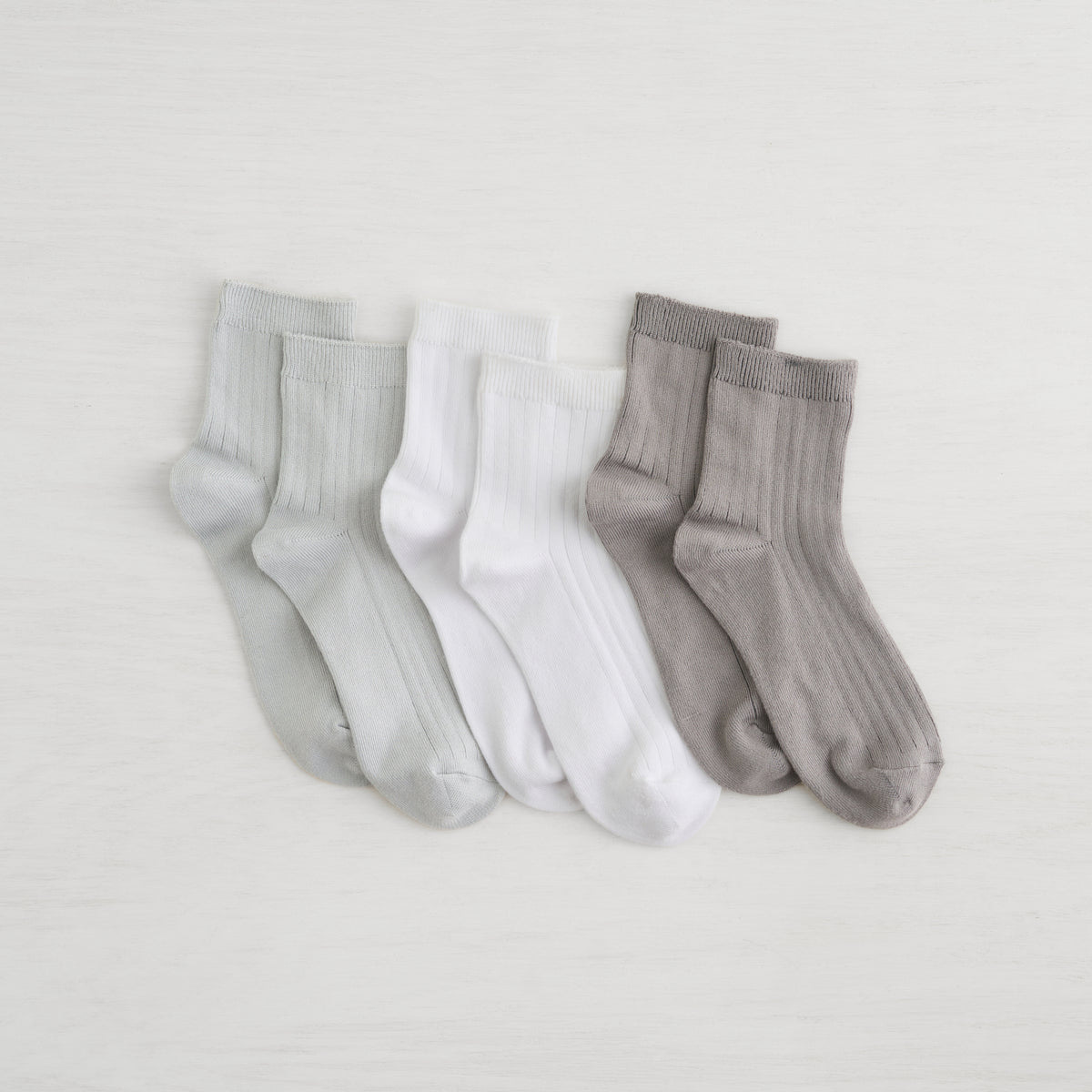 Powder Rib Quarter Crew Sock - 3 Pack