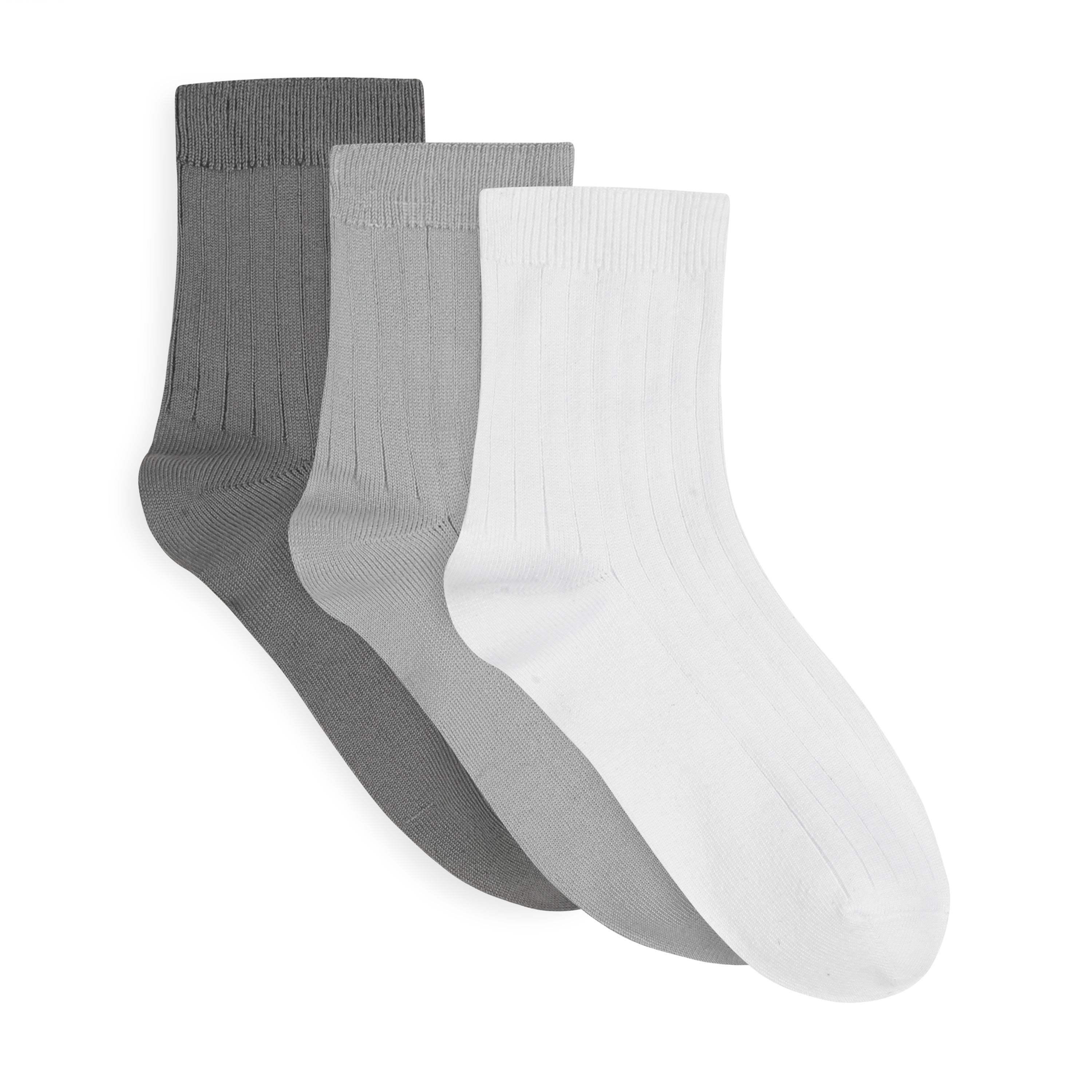 Womens Powder Rib Quarter Crew Sock - 3PK