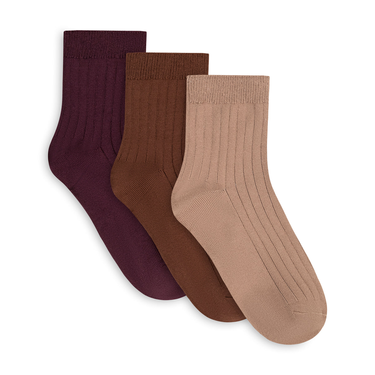 Powder Rib Quarter Crew Sock - 3 Pack