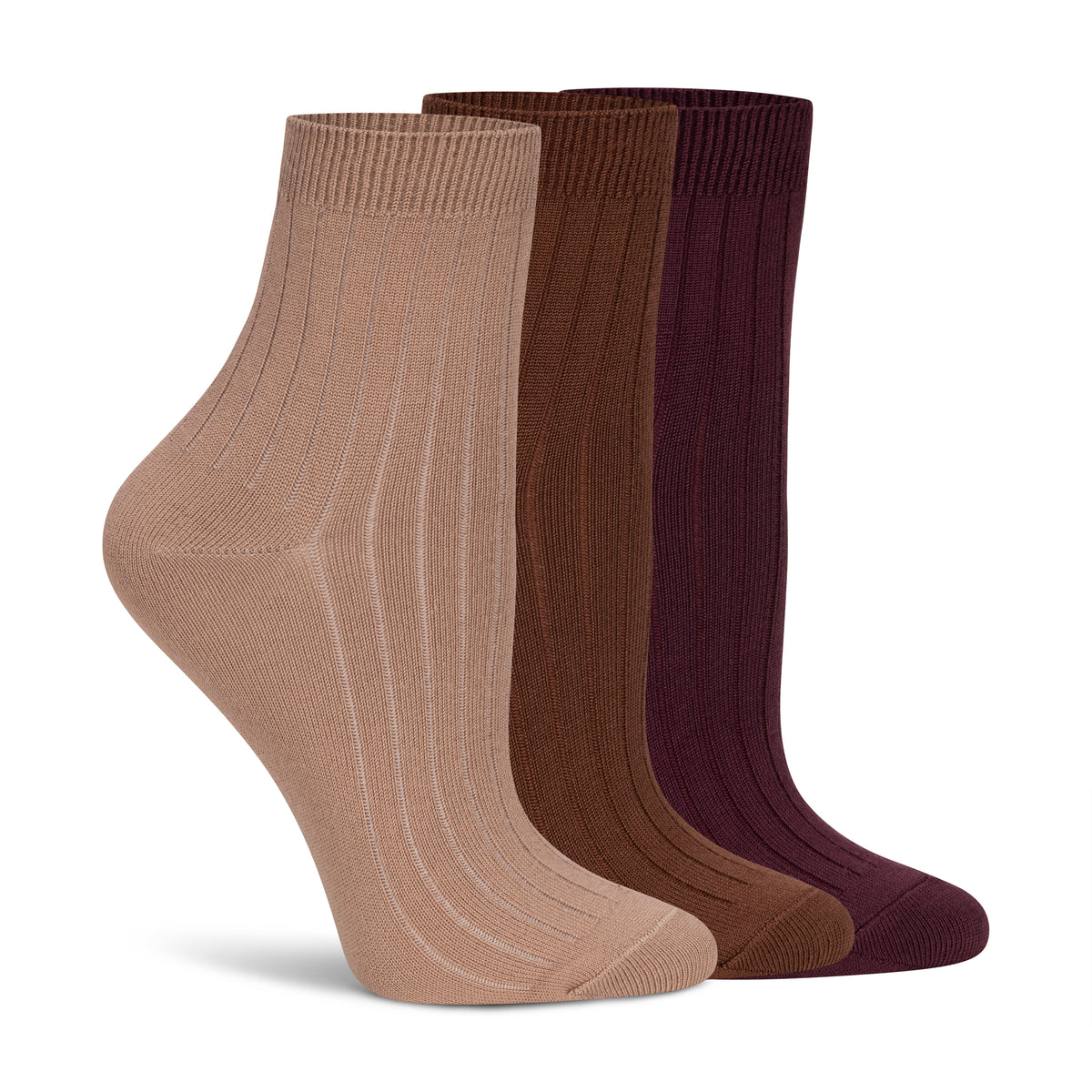 Powder Rib Quarter Crew Sock - 3 Pack