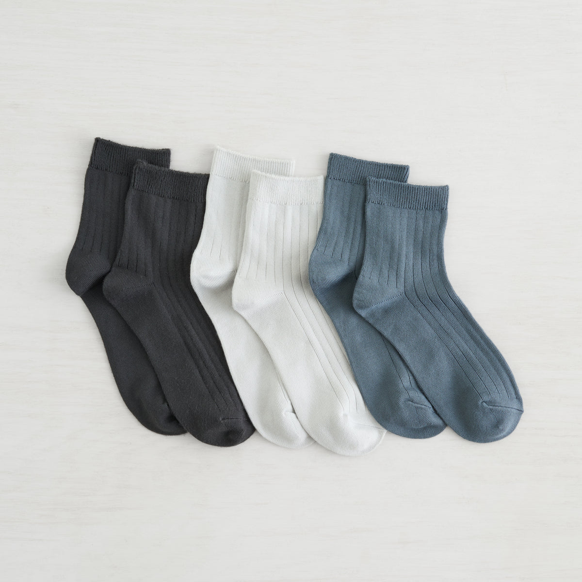 Powder Rib Quarter Crew Sock - 3 Pack