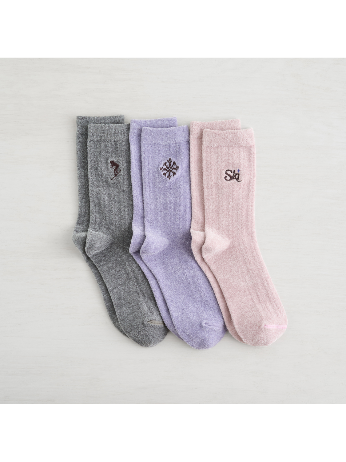 Non Terry Light Weight Velvet Cozy Crew - 3 Pack