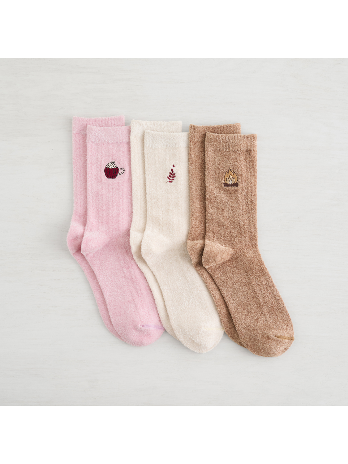 Non Terry Light Weight Velvet Cozy Crew - 3 Pack