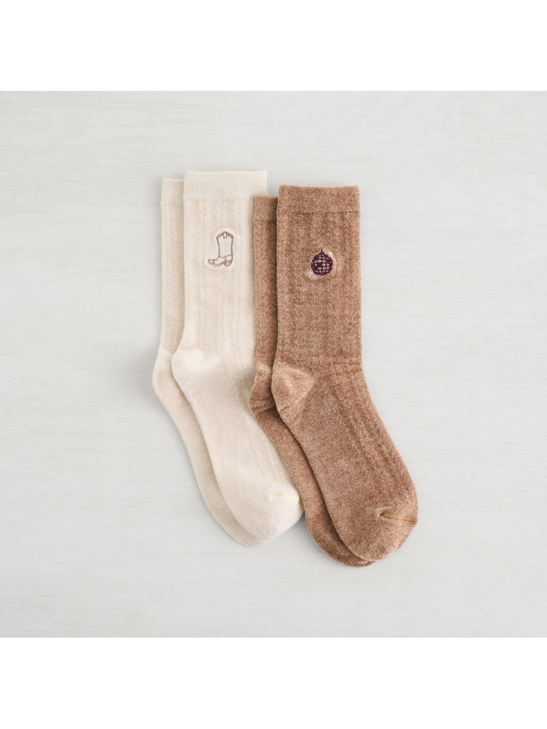 Light Weight Velvet Cozy Crew Socks – 2 Pack
