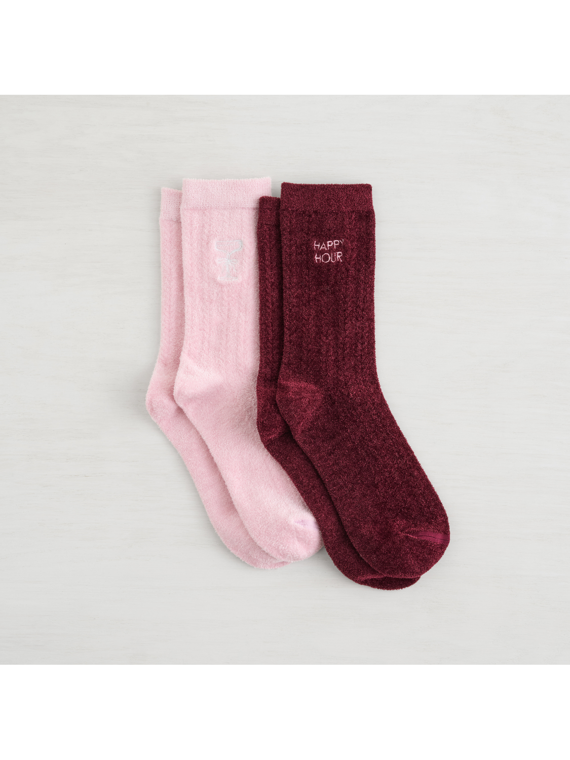 Light Weight Velvet Cozy Crew Socks – 2 Pack