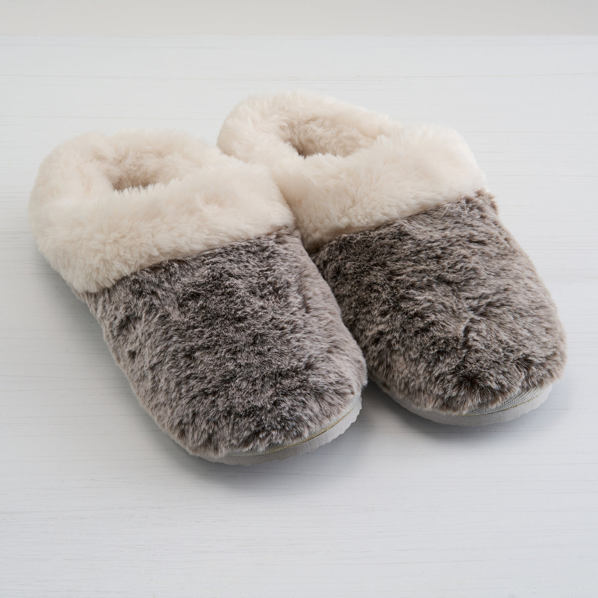 Tipped Fur Scuff Slippers