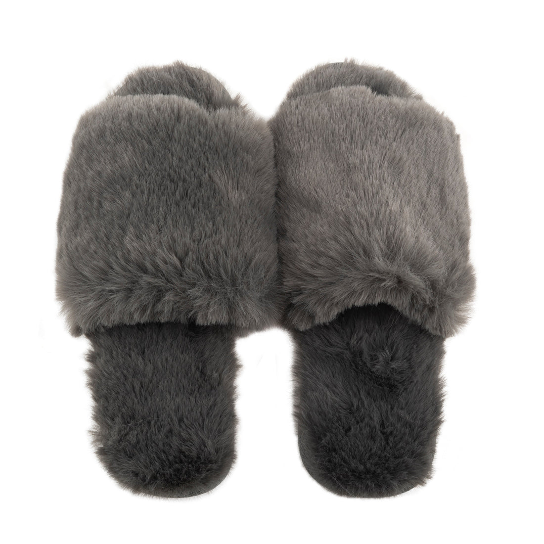 Waterfront Solid Faux Fur Slide - Carbon