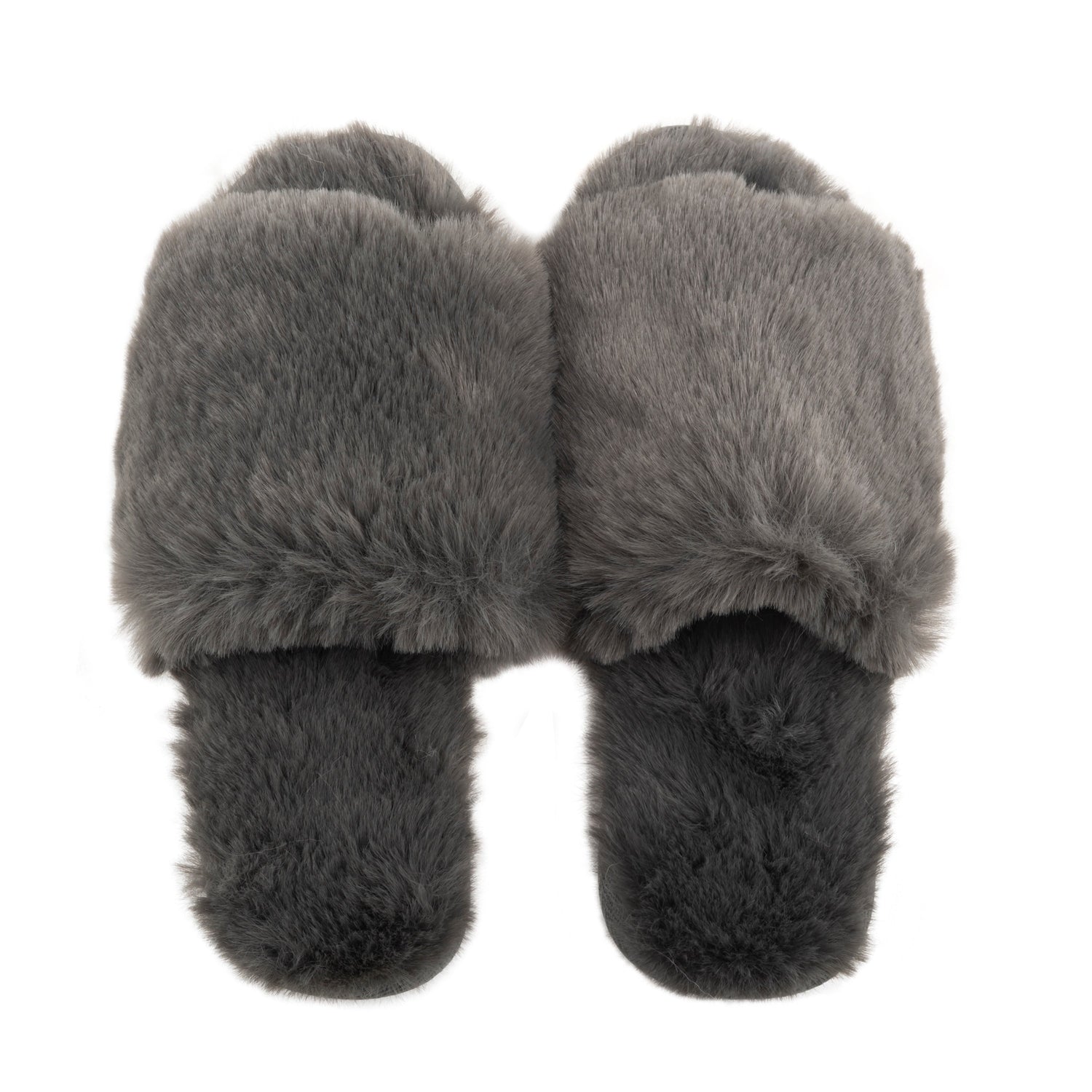 Waterfront Solid Faux Fur Slide - Carbon