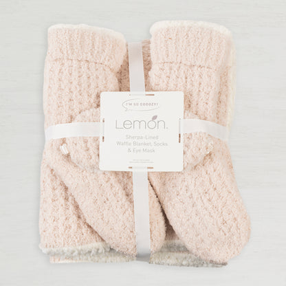 Sherpa Lined Cozy Blanket 3 Piece Set