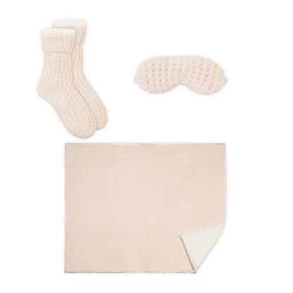 Sherpa Lined Cozy Blanket 3 Piece Set