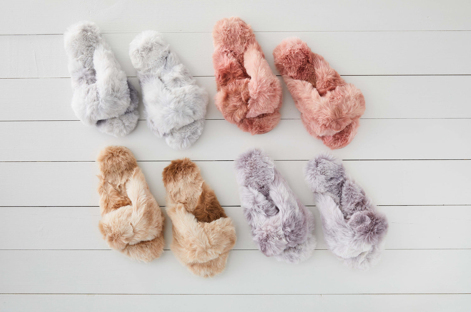 Watercolor Faux Fur Slide