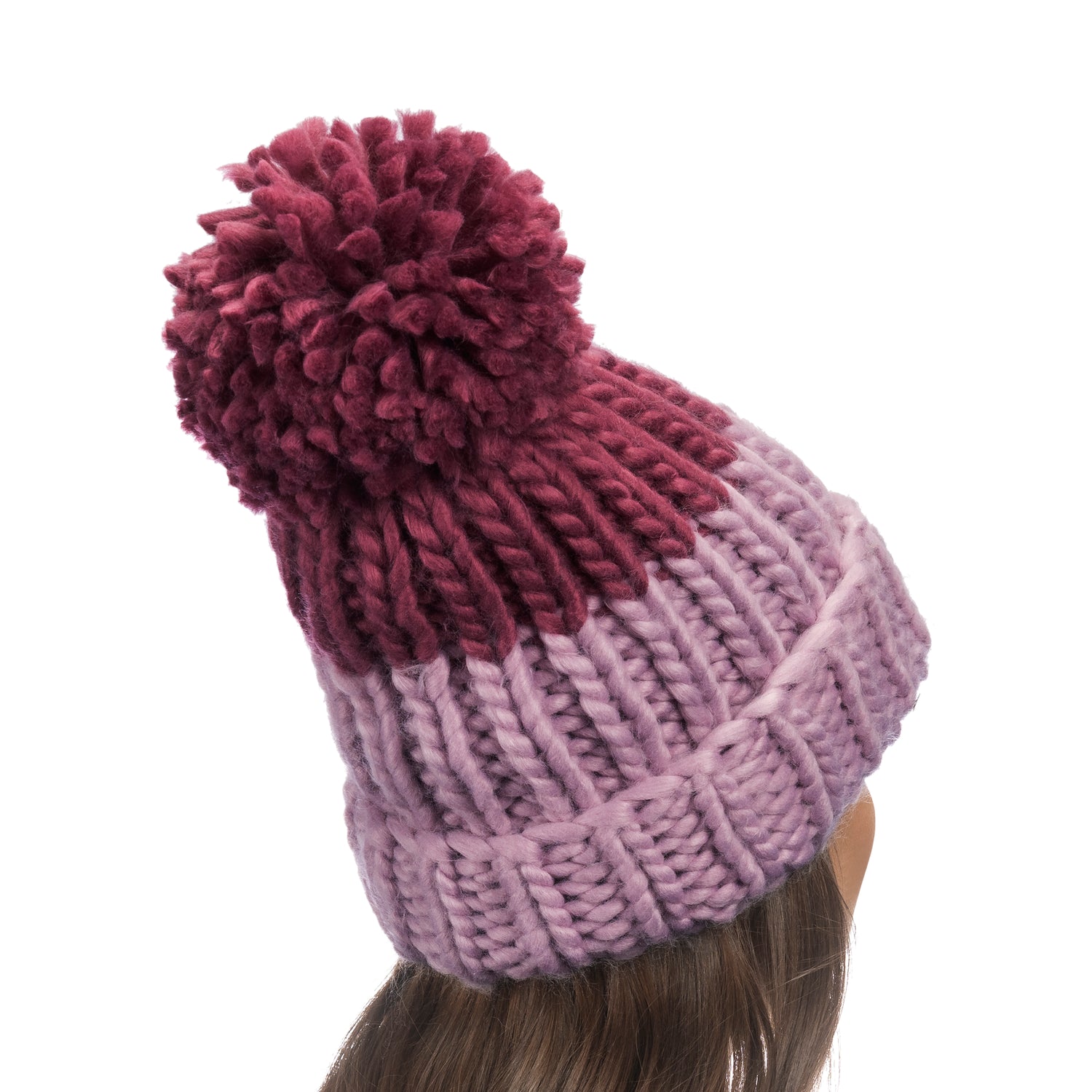 Colorblock Hand Knit Beanie