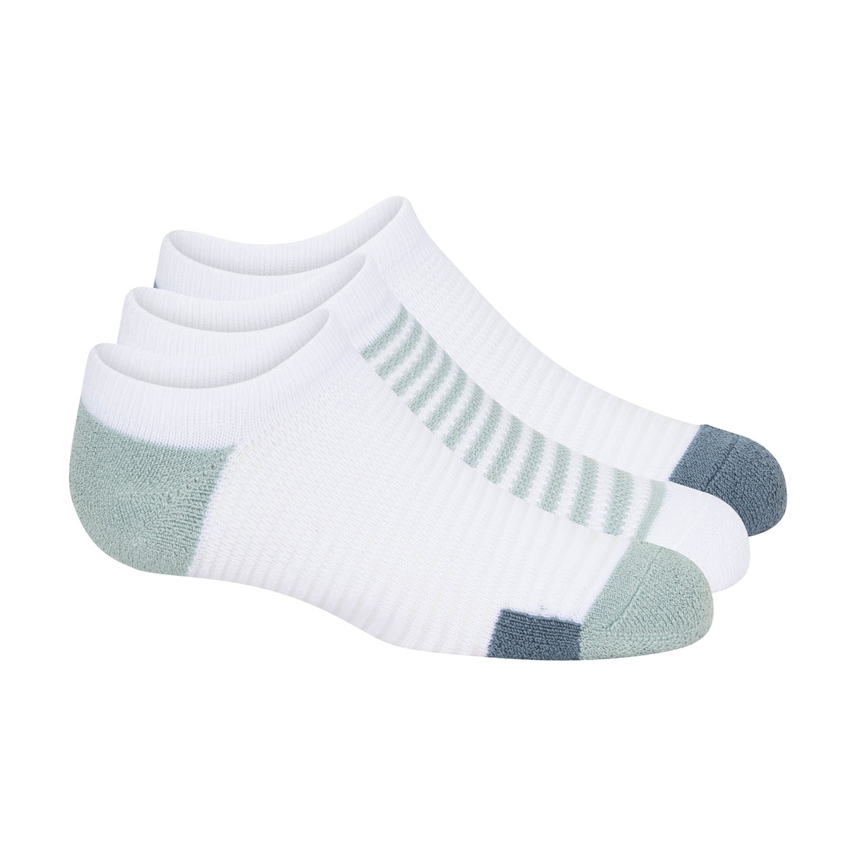 Girls 3 Pack Powder Runner Ribbed No Show Sock - Mineral