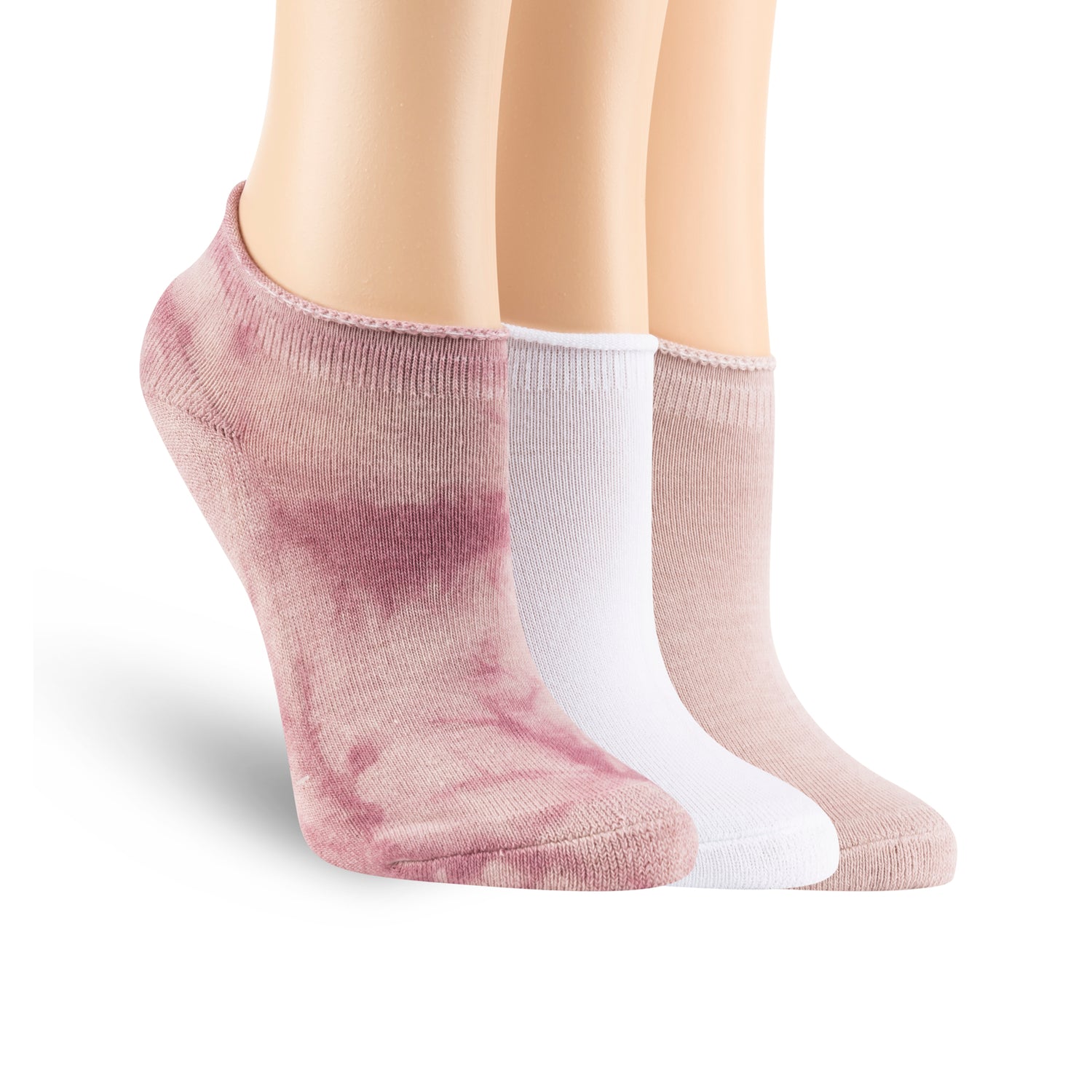 Womens Cotton Cloud Rolltop Low Cut Sock - Tie Dye - 3PK