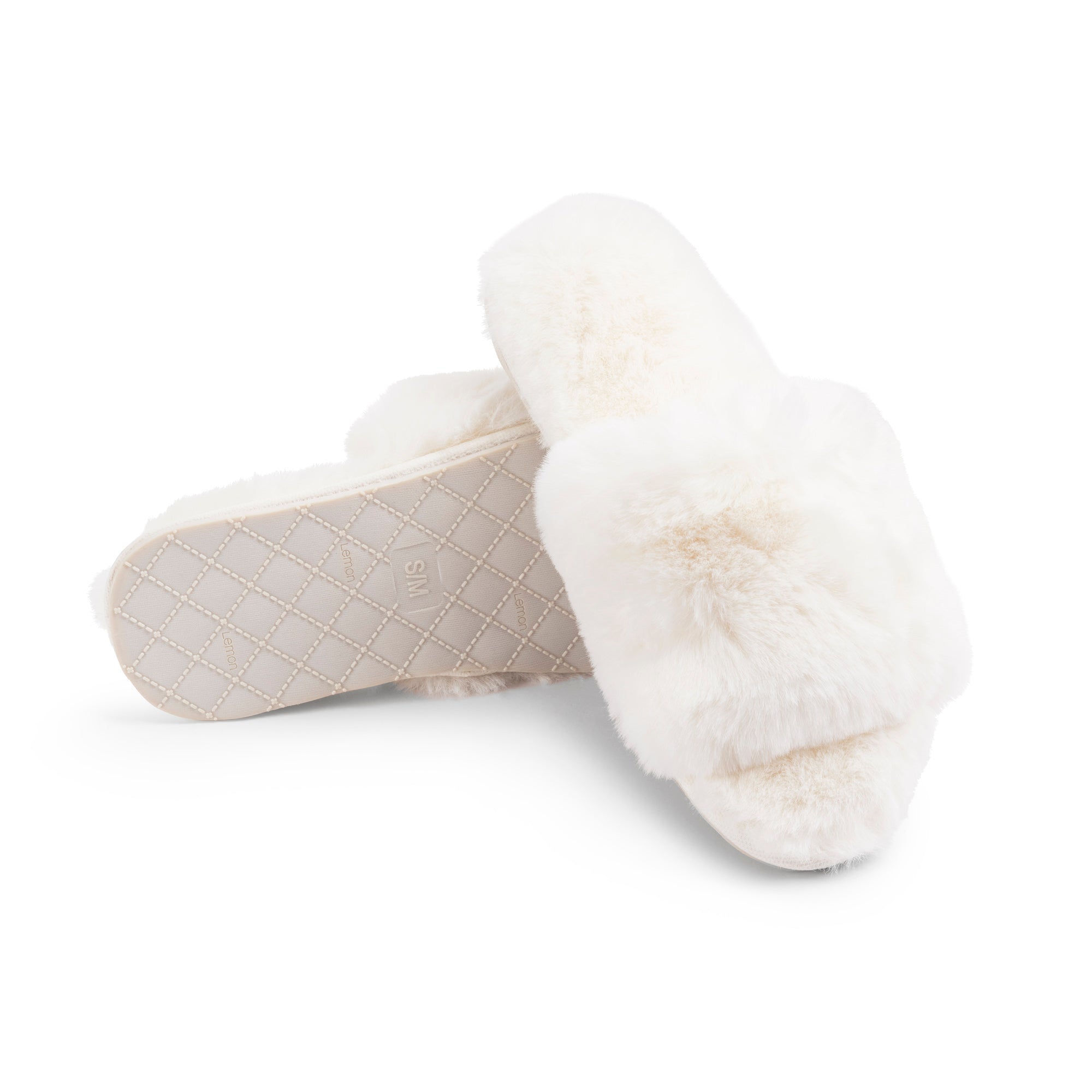 Waterfront Solid Faux Fur Slide - White