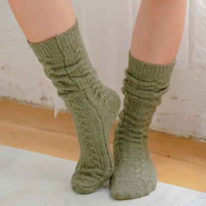 Womens Recycled Cable Slouch Boot Crew Sock